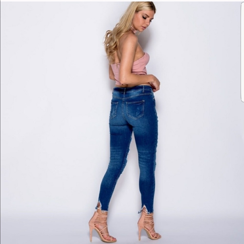 FINAL PRICE Rose Gold Sequin Skinny Jeans - Picture 5 of 8